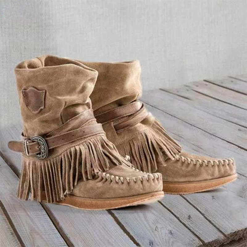 Tasmota - Retro borla botas femininas zíper lateral