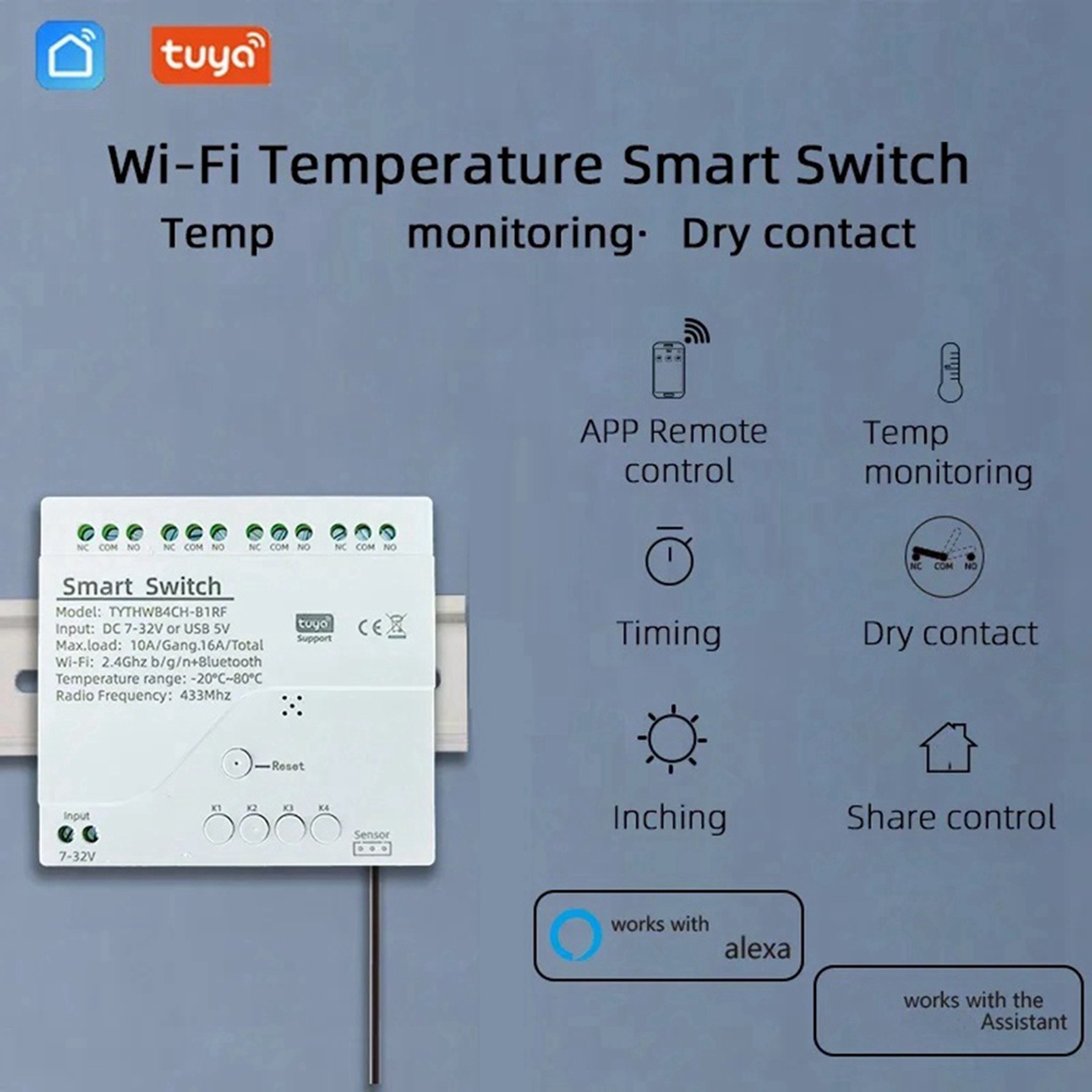 B44C 2X Tuya Wifi DC 7-32V Int - Tuya 4 Channel avaliação e preço